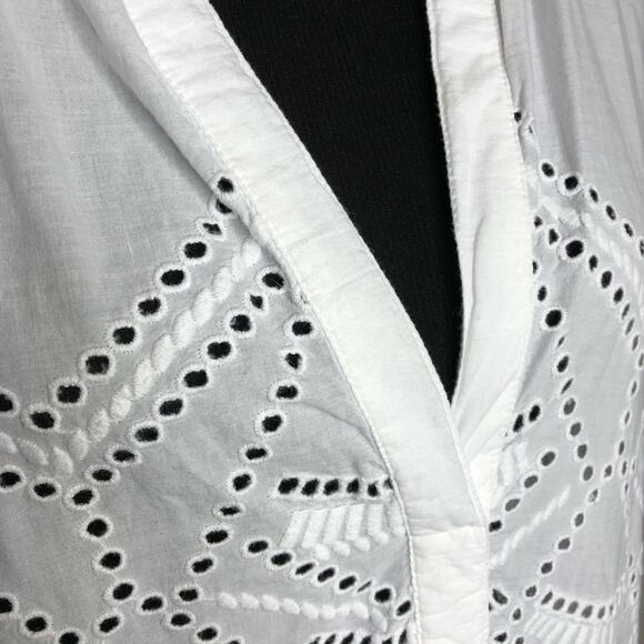 Sundance white geometric eyelet popover tunic top size Large - Picture 8 of 16